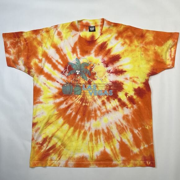 Vtg Screen Stars T-Shirt Adult 2XL Las Vegas Desert Tie Dye Single Stitch 80s - Picture 1 of 11
